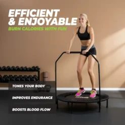 VirtuFit Opvouwbare Fitness Trampoline met Handvat - Zwart - 100 cm