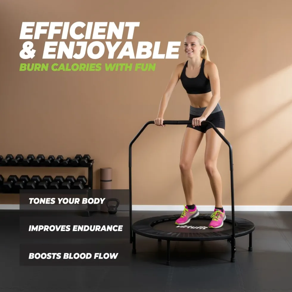 VirtuFit Opvouwbare Fitness Trampoline met Handvat - Zwart - 100 cm