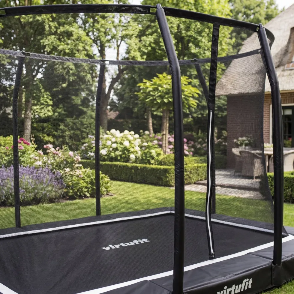 VirtuFit Premium Inground Trampoline met Veiligheidsnet - Zwart - 183 x 274 cm