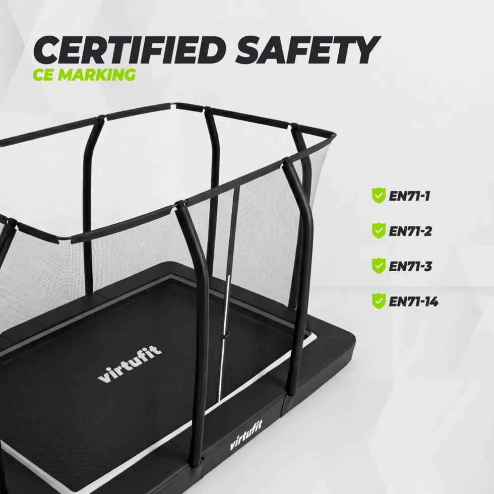VirtuFit Premium Inground Trampoline met Veiligheidsnet - Zwart - 183 x 274 cm