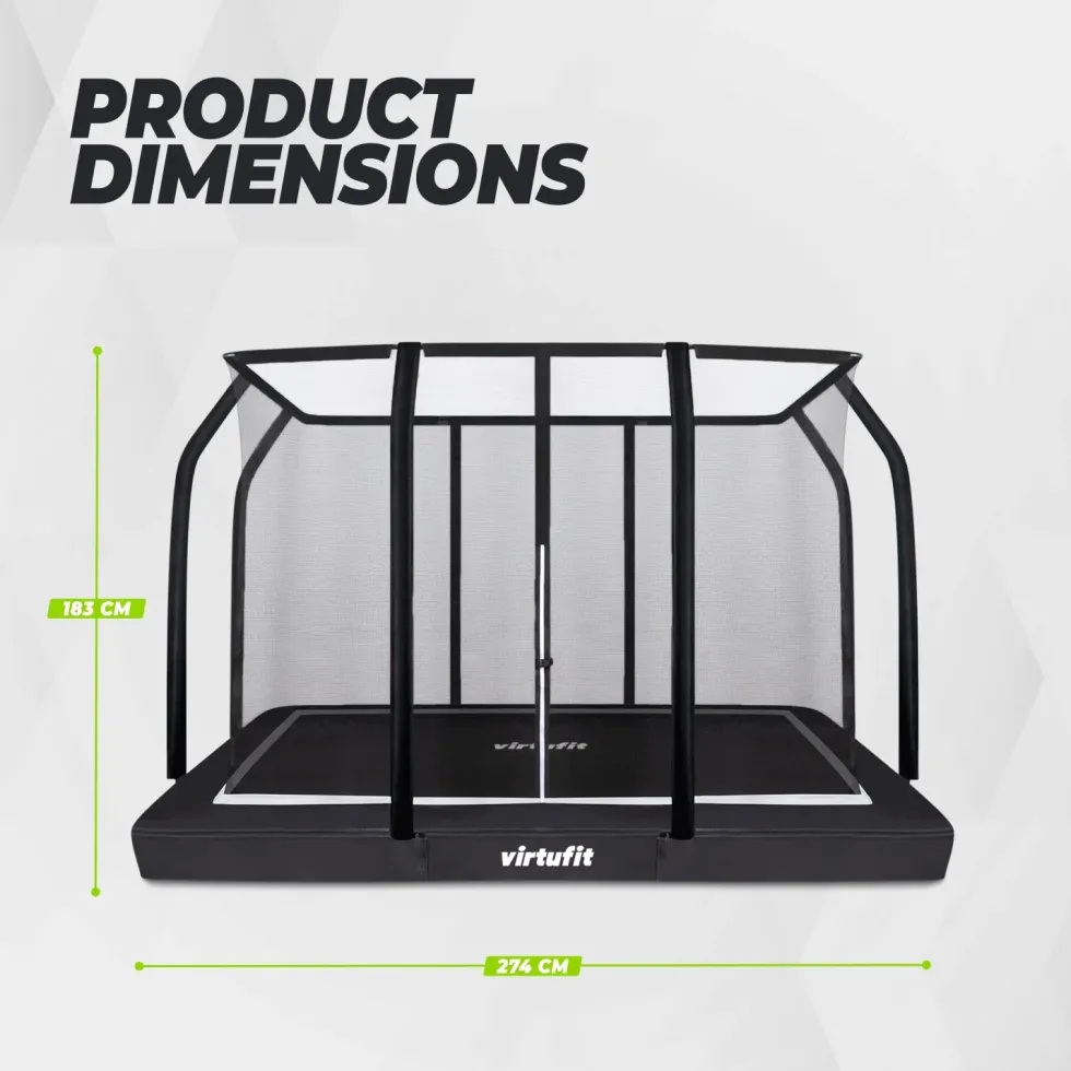 VirtuFit Premium Inground Trampoline met Veiligheidsnet - Zwart - 183 x 274 cm