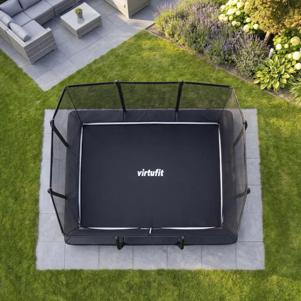 VirtuFit Premium Inground Trampoline met Veiligheidsnet - Zwart - 213 x 305 cm