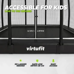 VirtuFit Premium Inground Trampoline met Veiligheidsnet - Zwart - 213 x 305 cm