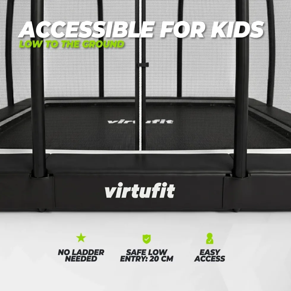 VirtuFit Premium Inground Trampoline met Veiligheidsnet - Zwart - 213 x 305 cm