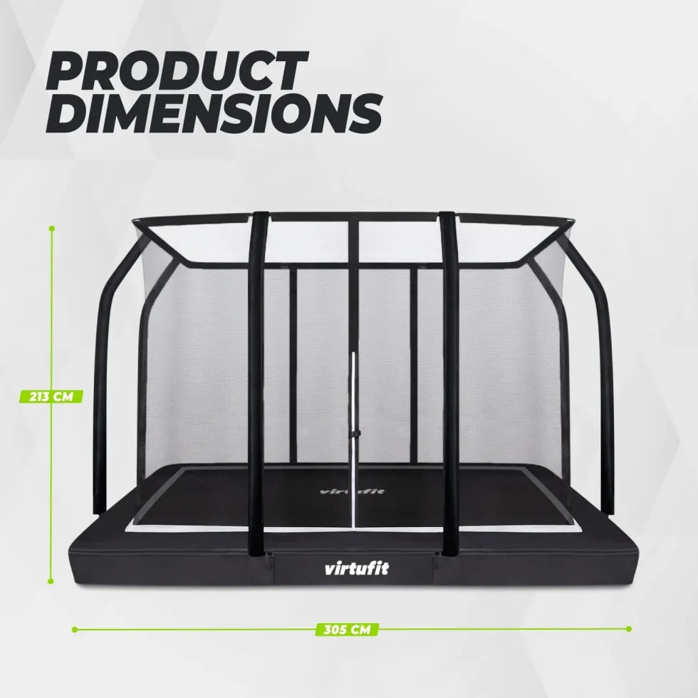 VirtuFit Premium Inground Trampoline met Veiligheidsnet - Zwart - 213 x 305 cm