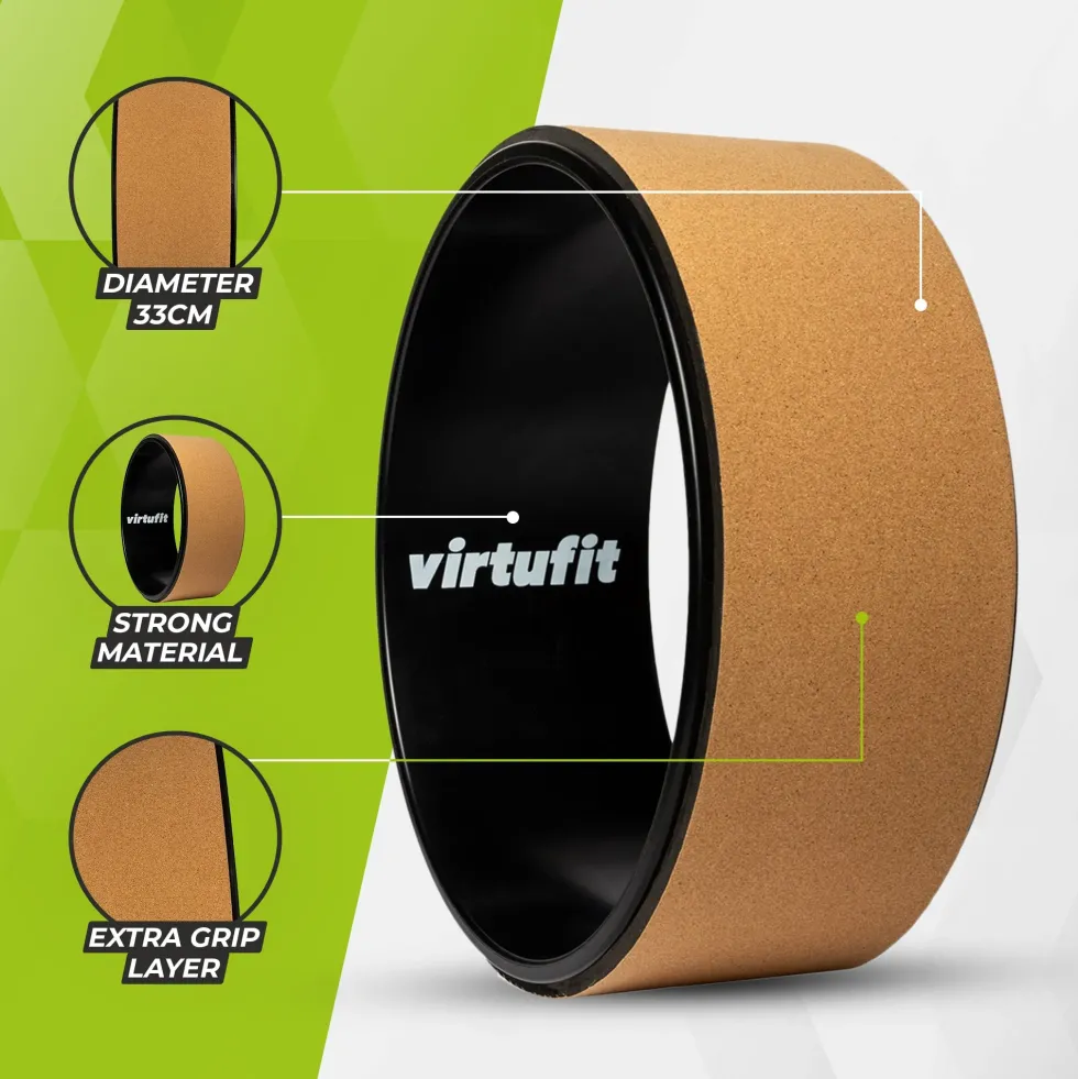 VirtuFit Premium Kurk Yoga Wiel - Ecologisch - 33 cm