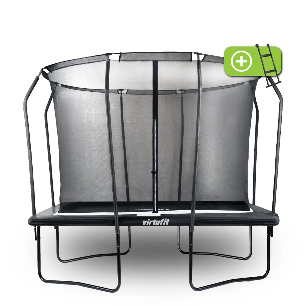 VirtuFit Premium Rechthoekige Trampoline met Veiligheidsnet - Zwart - 183 x 274 cm - Gratis trap