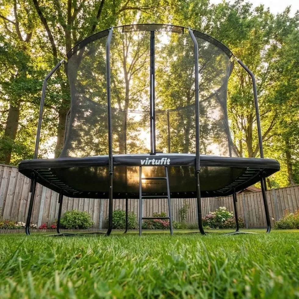 VirtuFit Premium Rechthoekige Trampoline met Veiligheidsnet - Zwart - 183 x 274 cm - Gratis trap
