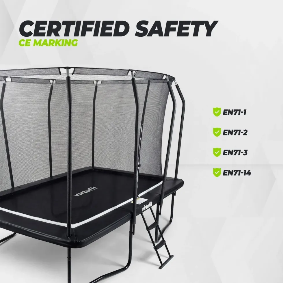 VirtuFit Premium Rechthoekige Trampoline met Veiligheidsnet - Zwart - 183 x 274 cm - Gratis trap