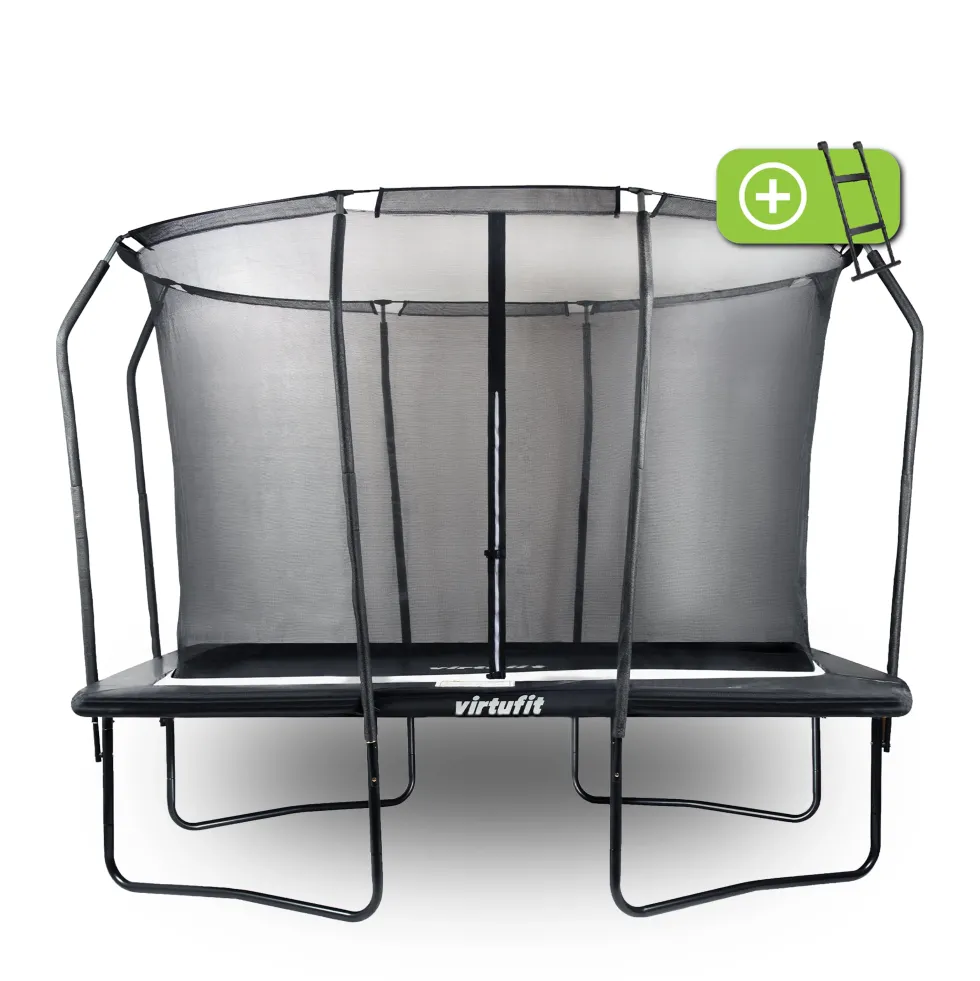 VirtuFit Premium Rechthoekige Trampoline met Veiligheidsnet - Zwart - 213 x 305 cm - Gratis trap