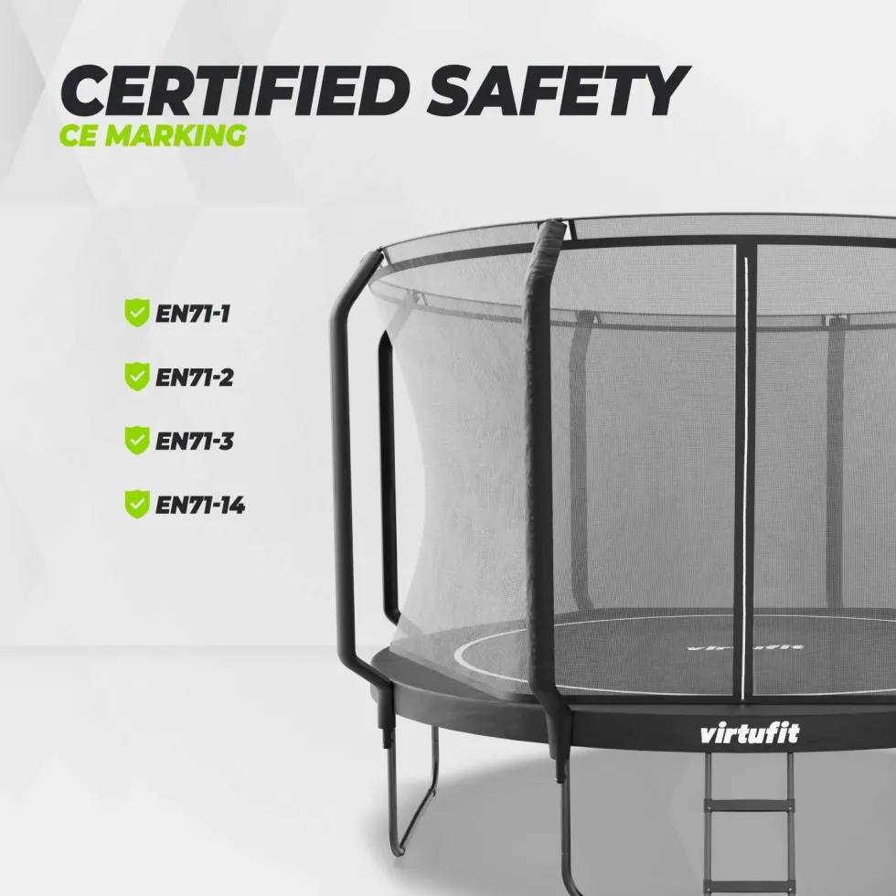 VirtuFit Premium Trampoline met Veiligheidsnet - Zwart - 366 cm
