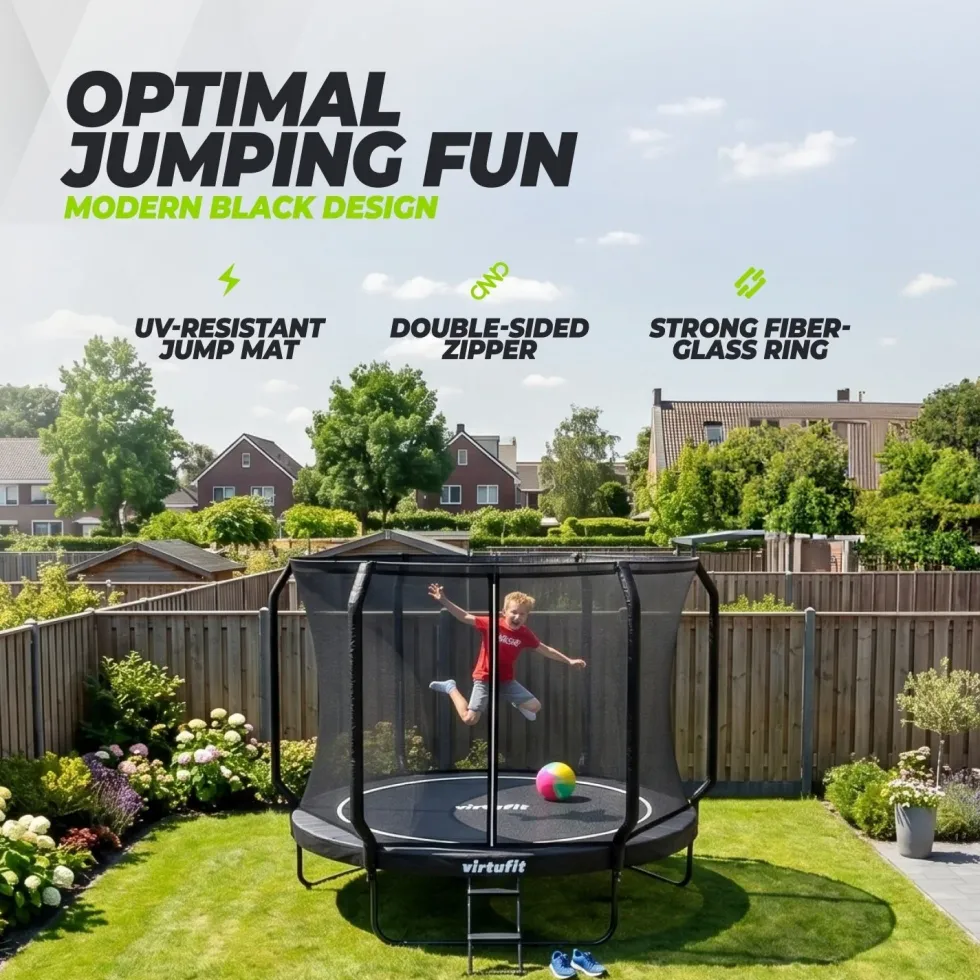 VirtuFit Premium Trampoline met Veiligheidsnet - Zwart - 305 cm