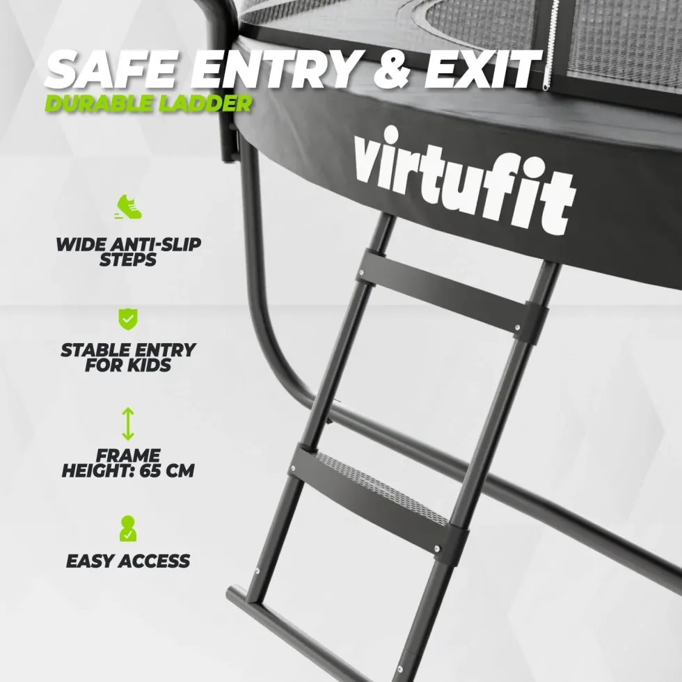 VirtuFit Premium Trampoline met Veiligheidsnet - Zwart - 305 cm