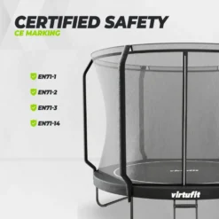 VirtuFit Premium Trampoline met Veiligheidsnet - Zwart - 305 cm