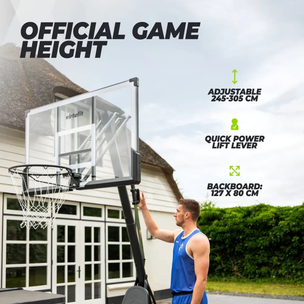 VirtuFit Premium Verstelbare Basketbalpaal - 245 tot 305 cm