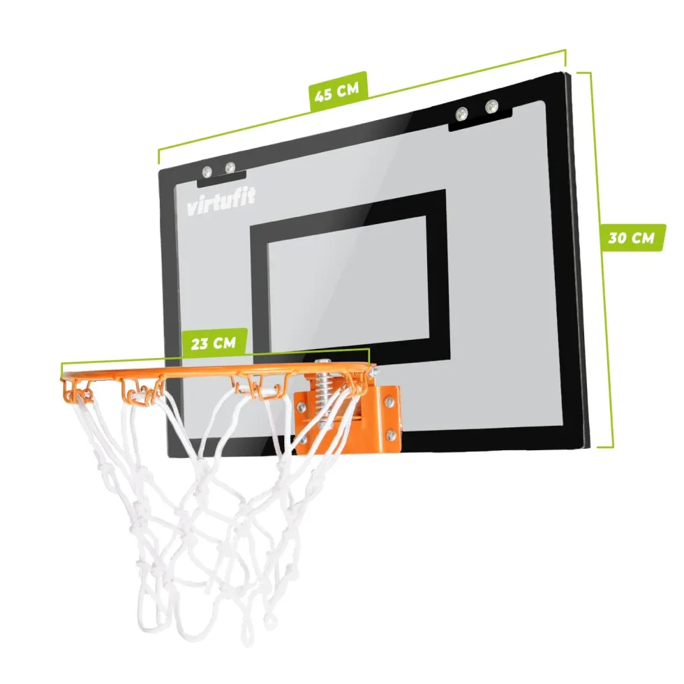 VirtuFit Pro Mini Basketbalbord met 2 Ballen en Pomp - Zwart