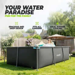 VirtuFit Rechthoekig Zwembad - 260 x 180 x 66 cm - Antraciet - Inclusief Filterpomp
