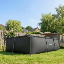 VirtuFit Rechthoekig Zwembad - 260 x 180 x 66 cm - Antraciet - Inclusief Filterpomp