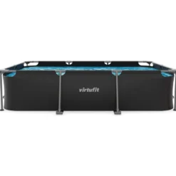 VirtuFit Rechthoekig Zwembad - 300 x 210 x 66 cm - Antraciet - Inclusief Filterpomp