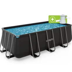 VirtuFit Rechthoekig Zwembad 400 x 200 x 122 cm - Antraciet - Inclusief Filterpomp