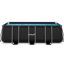 VirtuFit Rechthoekig Zwembad 400 x 200 x 122 cm - Antraciet - Inclusief Filterpomp