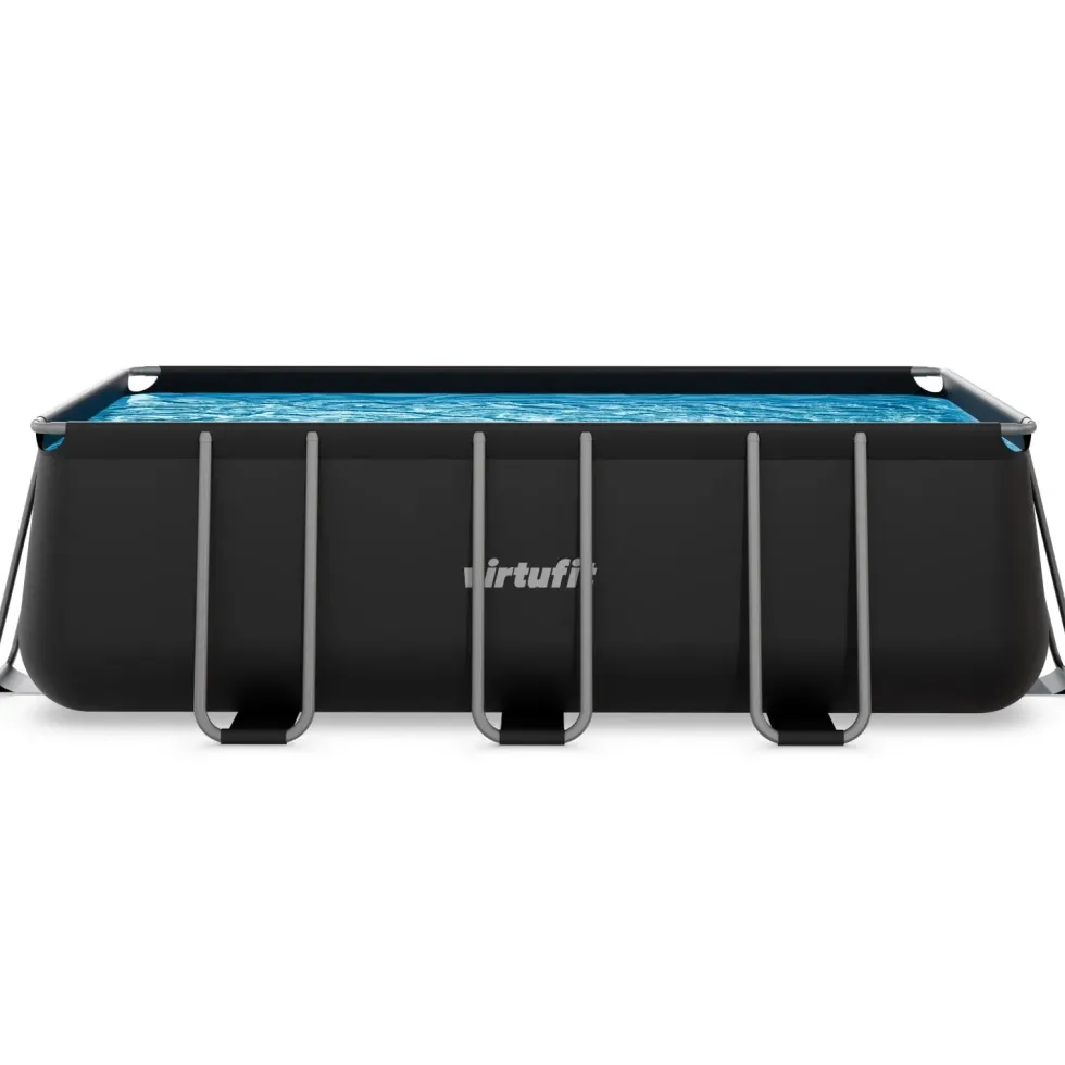 VirtuFit Rechthoekig Zwembad 400 x 200 x 122 cm - Antraciet - Inclusief Filterpomp