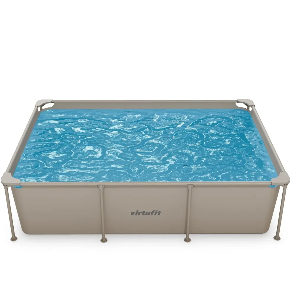 VirtuFit Rechthoekig Zwembad - 260 x 180 x 66 cm - Beige - Inclusief Filterpomp