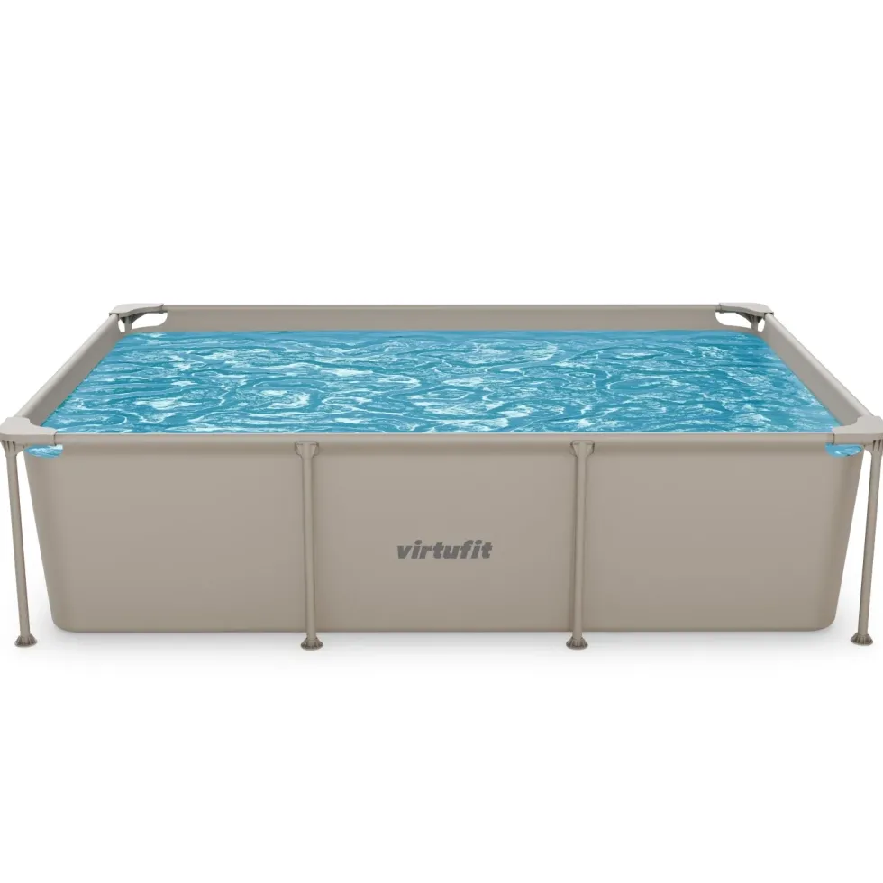 VirtuFit Rechthoekig Zwembad - 260 x 180 x 66 cm - Beige - Inclusief Filterpomp