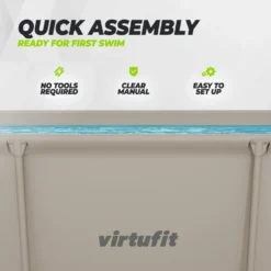 VirtuFit Rechthoekig Zwembad - 260 x 180 x 66 cm - Beige - Inclusief Filterpomp