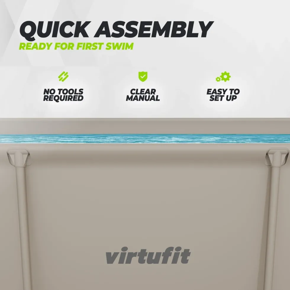 VirtuFit Rechthoekig Zwembad - 260 x 180 x 66 cm - Beige - Inclusief Filterpomp