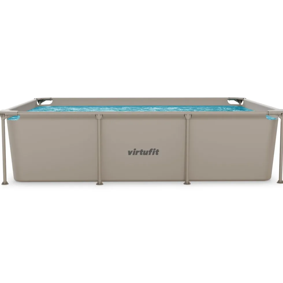 VirtuFit Rechthoekig Zwembad - 260 x 180 x 66 cm - Beige - Inclusief Filterpomp