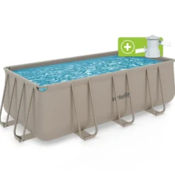 VirtuFit Rechthoekig Zwembad 400 x 200 x 122 cm - Beige - Inclusief Filterpomp