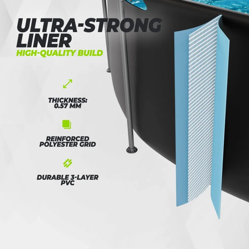 VirtuFit Rechthoekig Zwembad - 300 x 210 x 66 cm - Antraciet