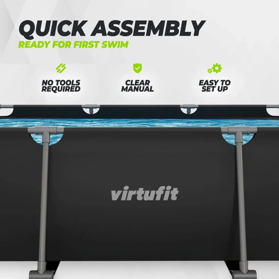 VirtuFit Rechthoekig Zwembad - 300 x 210 x 66 cm - Antraciet