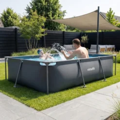 VirtuFit Rechthoekig Zwembad - 300 x 210 x 66 cm - Compleet Pakket - Antraciet
