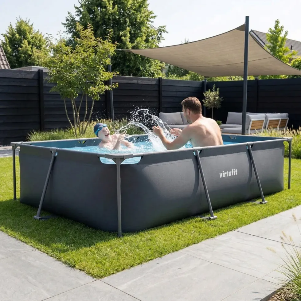 VirtuFit Rechthoekig Zwembad - 300 x 210 x 66 cm - Compleet Pakket - Antraciet