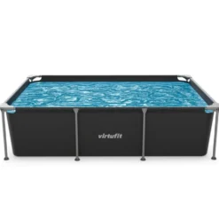 VirtuFit Rechthoekig Zwembad - 260 x 180 x 66 cm - Antraciet - Compleet Pakket