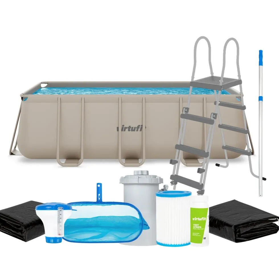 VirtuFit Rechthoekig Zwembad 400 x 200 x 122 cm - Beige - Compleet Pakket