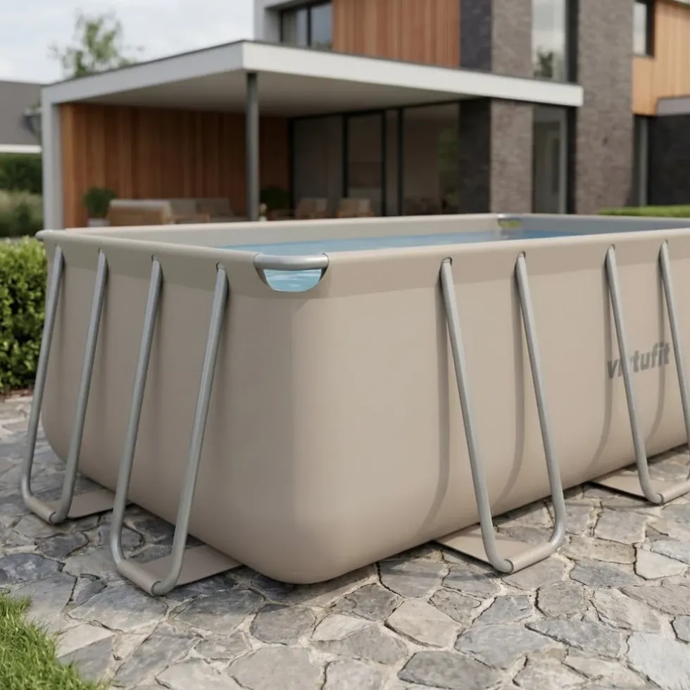 VirtuFit Rechthoekig Zwembad 400 x 200 x 122 cm - Beige - Compleet Pakket