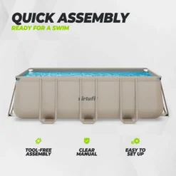 VirtuFit Rechthoekig Zwembad 400 x 200 x 122 cm - Beige - Compleet Pakket