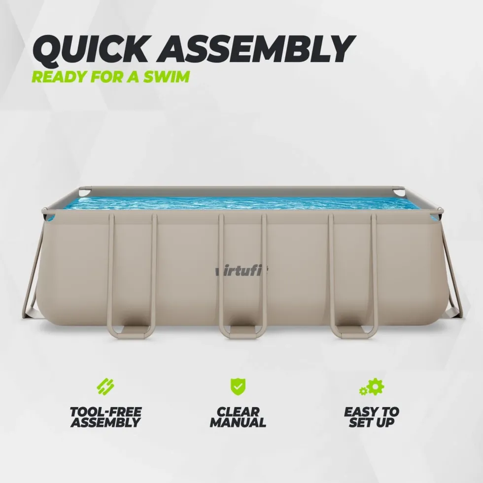 VirtuFit Rechthoekig Zwembad 400 x 200 x 122 cm - Beige - Compleet Pakket