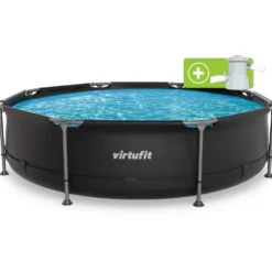 VirtuFit Rond Zwembad - Ø305 x 76 cm - Antraciet - Inclusief Filterpomp