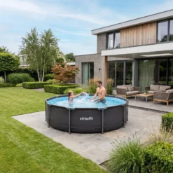 VirtuFit Rond Zwembad - Ø305 x 76 cm - Antraciet - Inclusief Filterpomp