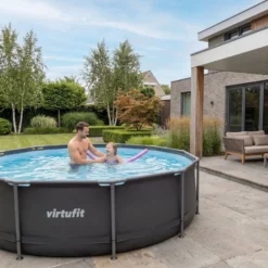 VirtuFit Rond Zwembad - Ø305 x 76 cm - Antraciet - Inclusief Filterpomp