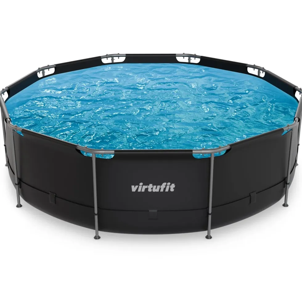 VirtuFit Rond Zwembad - Ø366 x 100 cm - Antraciet - Inclusief Filterpomp - Tweedekans