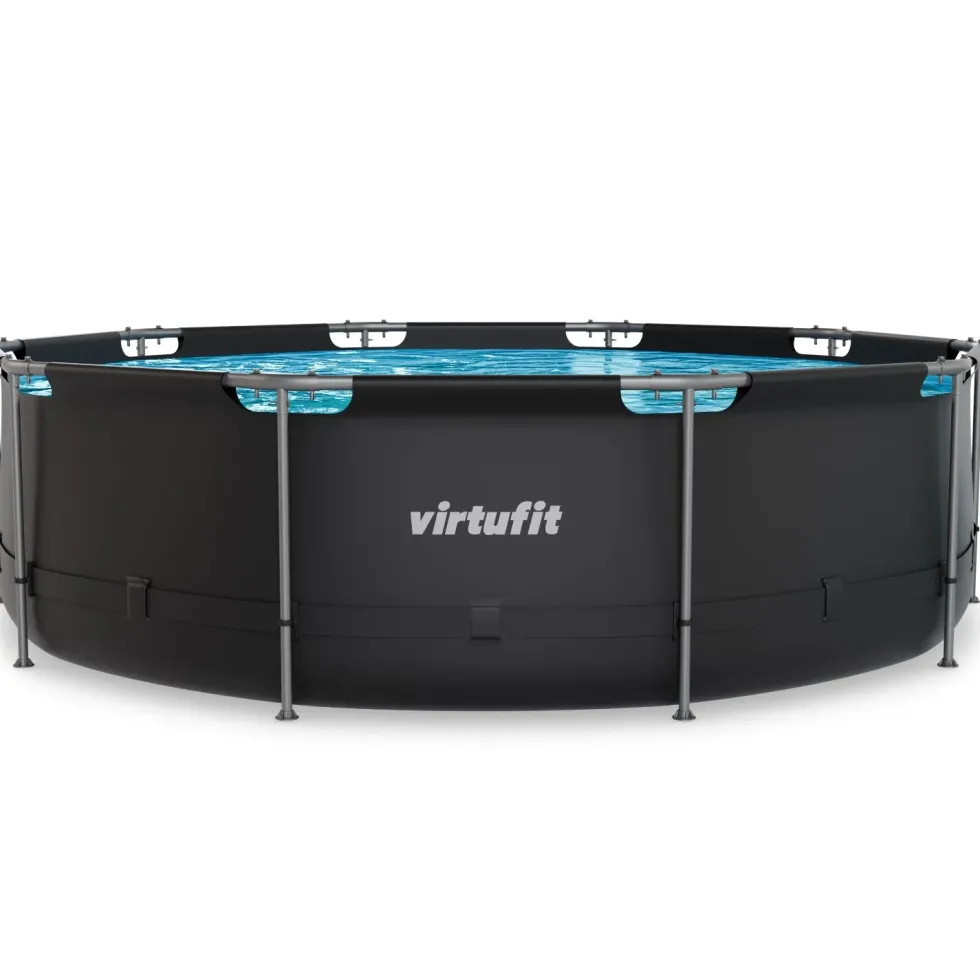 VirtuFit Rond Zwembad - Ø366 x 100 cm - Antraciet - Inclusief Filterpomp - Tweedekans