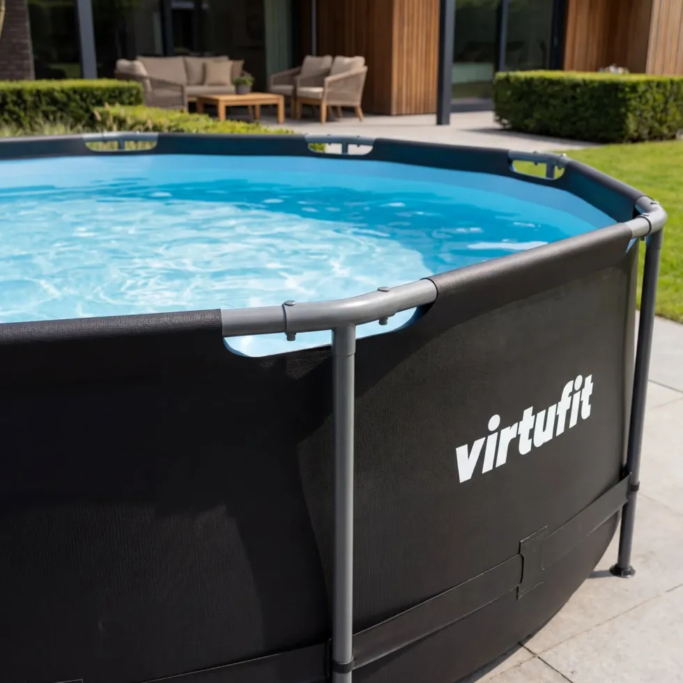 VirtuFit Rond Zwembad - Ø366 x 100 cm - Antraciet - Inclusief Filterpomp - Tweedekans