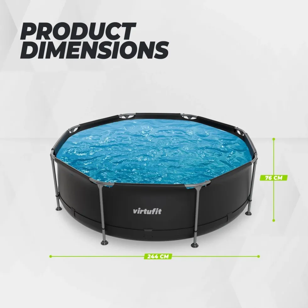 VirtuFit Rond Zwembad - Ø244 x 76 cm - Antraciet