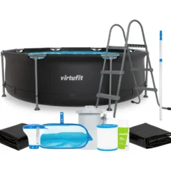 VirtuFit Rond Zwembad Ø244x 76 cm - Antraciet - Compleet pakket