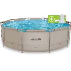 VirtuFit Rond Zwembad - Ø366 x 100 cm - Beige - Inclusief Filterpomp - Tweedekans